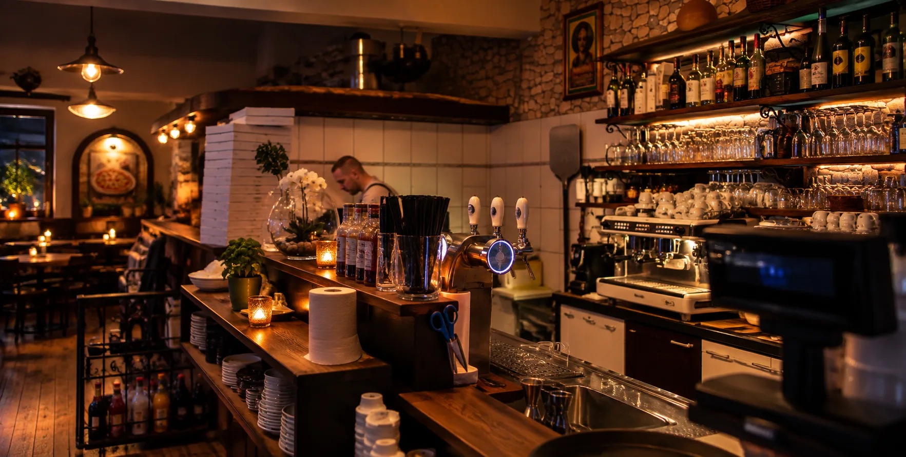 Bar Counter with the Pizza Oven